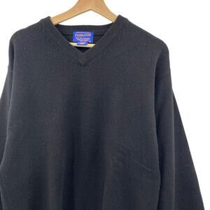 Pendleton black 100% pure virgin lambswool v neck sweater